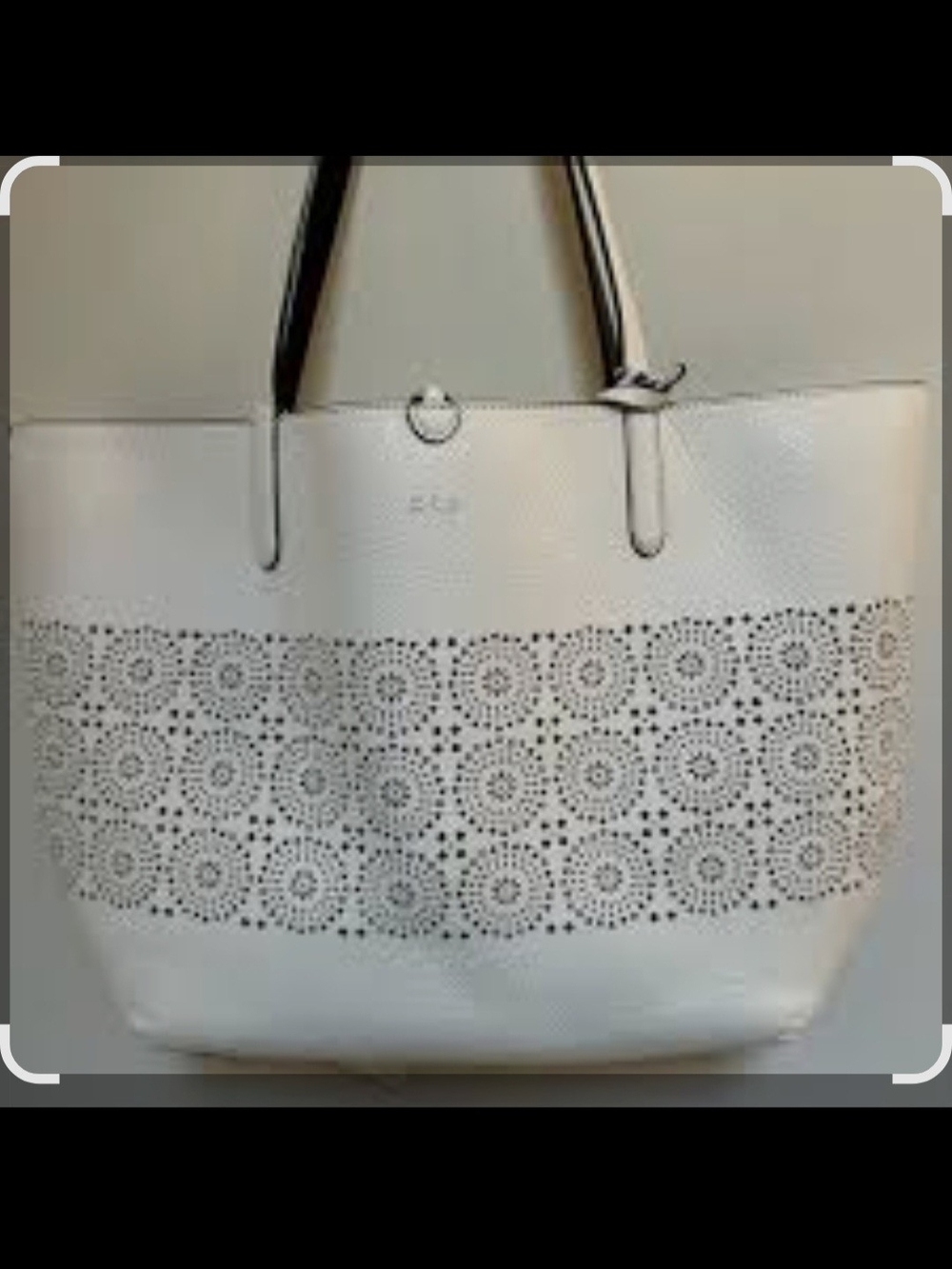 Lauren Ralph Lauren Reversible White -black  Tote Laser Cut Bag +.makeup Bag
